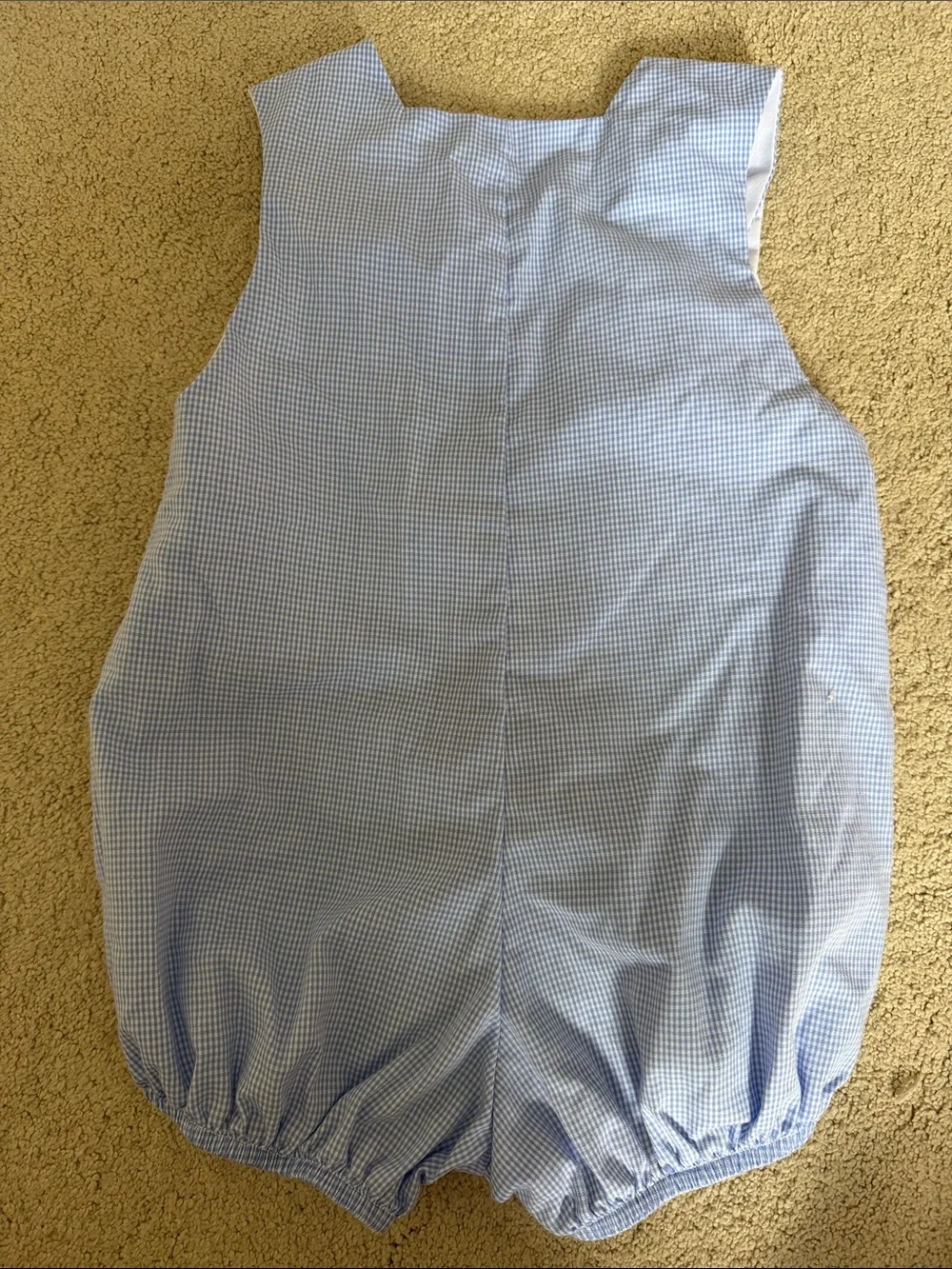 Blue Gingham Smocked Baby One-Piece Romper